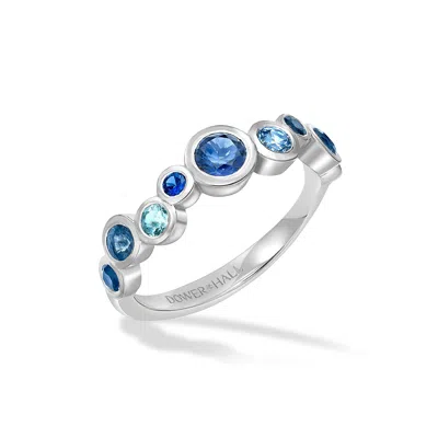 Dower & Hall 18k Gold Blue Sapphire & Aquamarine Cascade Ring - 0.75ct