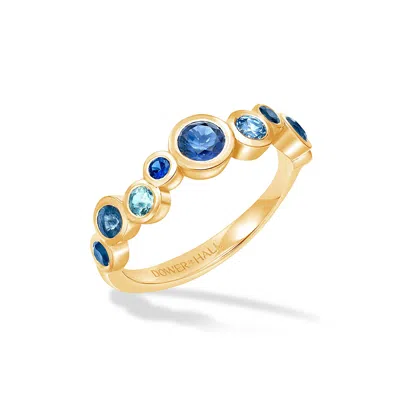 Dower & Hall 18k Gold Blue Sapphire & Aquamarine Cascade Ring - 0.75ct In Blue,gold,silver