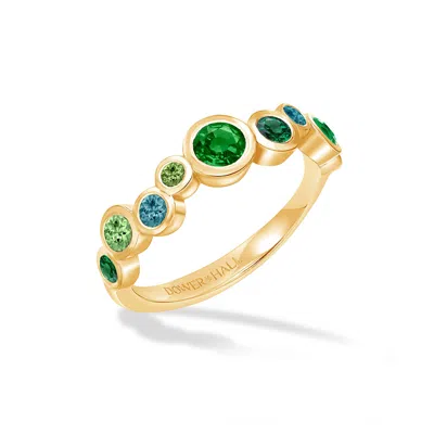 Dower & Hall 18k Gold Emerald Green Cascade Ring - 0.75ct In Green,gold
