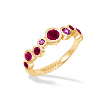 Dower & Hall 18k Gold Ruby & Pink Sapphire Cascade Ring - 0.75ct In Red,pink,gold