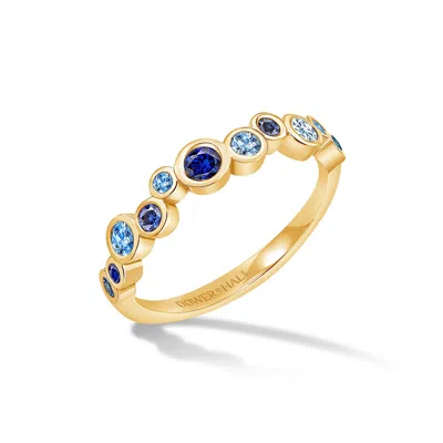Dower & Hall 18k Gold Sapphire & Aquamarine Cascade Ring - 0.50ct
