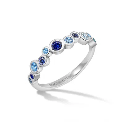 Dower & Hall 18k Gold Sapphire & Aquamarine Cascade Ring - 0.50ct In Blue,silver,gold