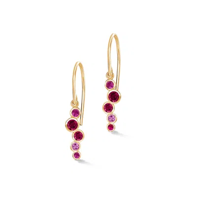 Dower & Hall 18k Gold Sapphire & Ruby Small Cascade Earrings In Multi