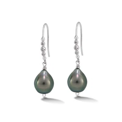 Dower & Hall 18k Gold Tahitian Pearl & Diamond Earrings In Pattern
