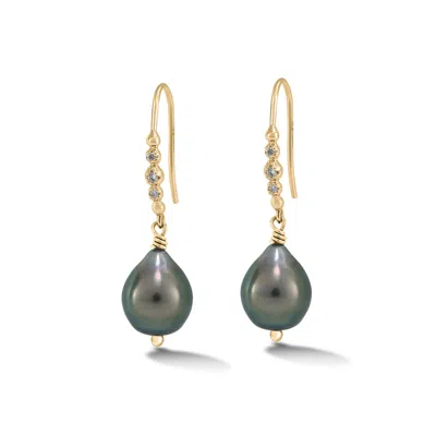 Dower & Hall 18k Gold Tahitian Pearl & Diamond Earrings In Gray