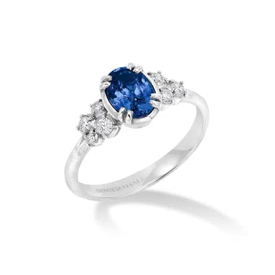 Dower & Hall 18k Large Oval Sapphire & Diamond Stargazer Ring In Blue