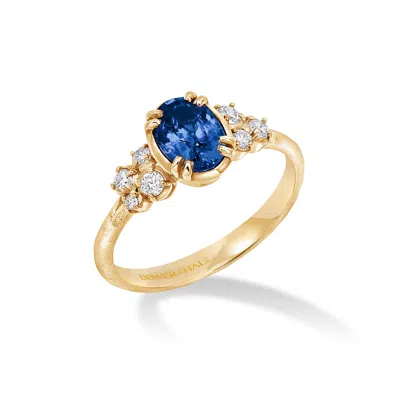 Dower & Hall 18k Large Oval Sapphire & Diamond Stargazer Ring In Blue,silver,gold