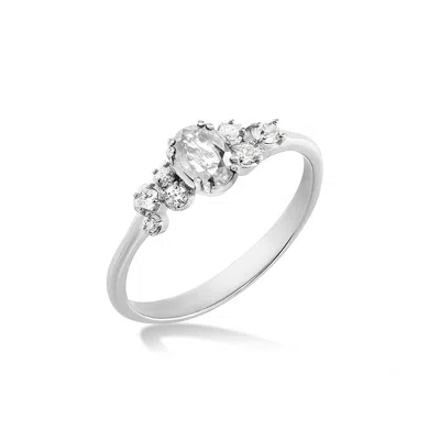 Dower & Hall 18k Oval Diamond Stargazer Ring In White