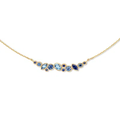 Dower & Hall 18k Sapphire & Aquamarine Multi-cut Cascade Necklace In Blue