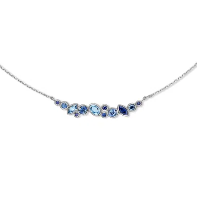 Dower & Hall 18k Sapphire & Aquamarine Multi-cut Cascade Necklace In Metallic