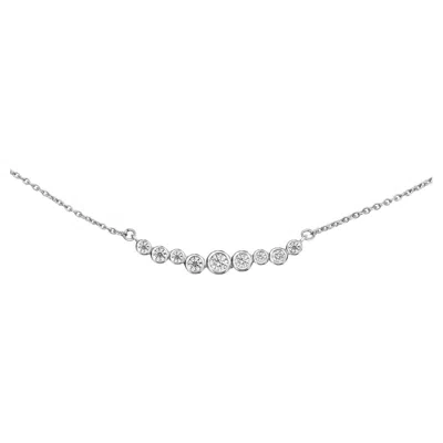 Pre-owned Dower & Hall 18k White Gold & Diamond Small Cascade Bar Necklace