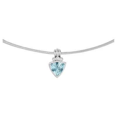 Pre-owned Dower & Hall 18k White Gold Aquamarine Aurora Trillion Necklace