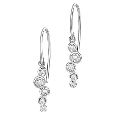 Pre-owned Dower & Hall 18k White Gold Diamond Small Cascade Drop Earrings - 0.33ct