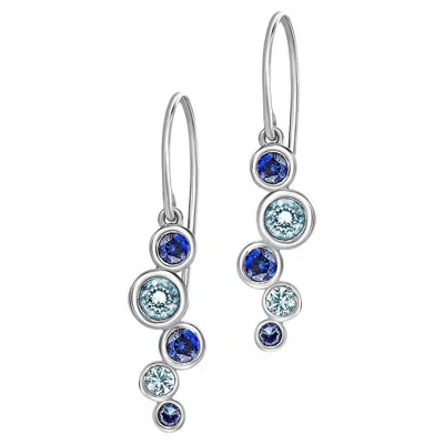 Pre-owned Dower & Hall 18k White Gold Sapphire & Aquamarine Large Cascade Earrings