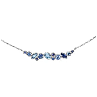 Pre-owned Dower & Hall 18k White Gold Sapphire & Aquamarine Multi-cut Cascade Necklace
