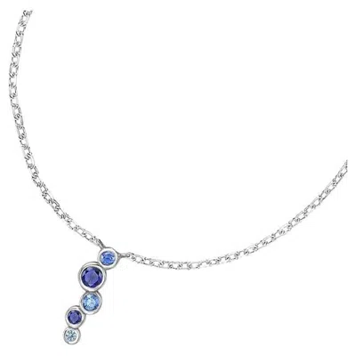 Pre-owned Dower & Hall 18k White Gold Sapphire & Aquamarine Small Cascade Pendant