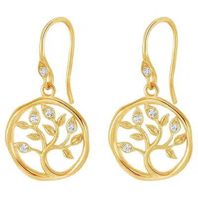 Pre-owned Dower & Hall 18k Yellow Diamond Tree Of Life Talisman Earrings