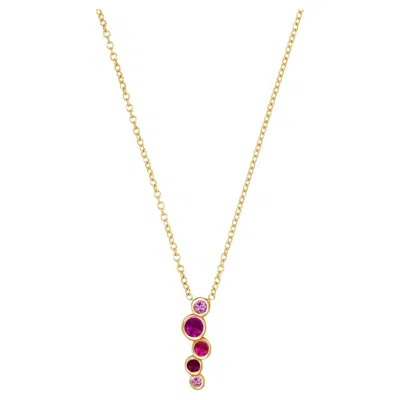 Pre-owned Dower & Hall 18k Yellow Gold Pink Sapphire & Ruby Small Cascade Pendant