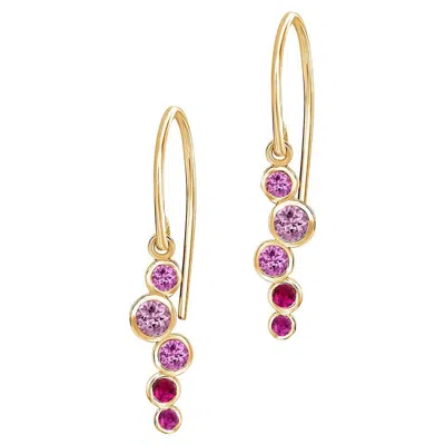 Pre-owned Dower & Hall 18k Yellow Gold Sapphire & Ruby Small Cascade Earrings