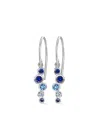 Dower & Hall 18kt White Gold Cascade Sapphire And Aquamarine Earrings In Metallic