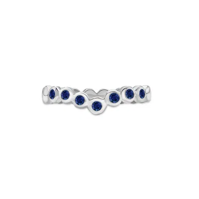 Dower & Hall 3mm Blue Sapphire Dewdrop Wishbone Twinkle™ Ring In Silver,blue