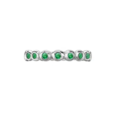 Dower & Hall 3mm Green Garnet Dewdrop Twinkle Ring In Silver