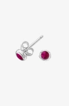 Dower & Hall 3mm Ruby Dewdrop Studs In Silver