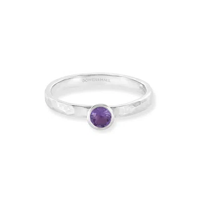 Dower & Hall 4mm Amethyst Hammered Twinkle Ring In Purple,silver