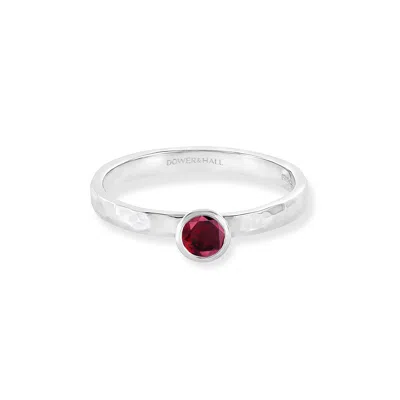 Dower & Hall 4mm Garnet Hammered Twinkle™ Ring