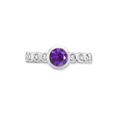 Dower & Hall 5mm Amethyst Dewdrop Twinkle™ Ring In Silver,purple