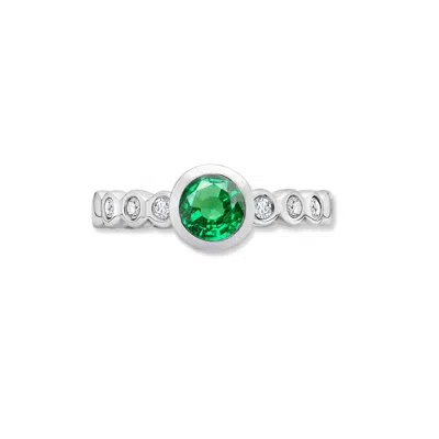 Dower & Hall 5mm Green Garnet Dewdrop Twinkle™ Ring In Silver,green