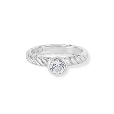 Dower & Hall 5mm White Topaz Twist Twinkle Ring In Silver,white