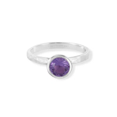 Dower & Hall 6mm Amethyst Hammered Twinkle Ring In Purple,silver