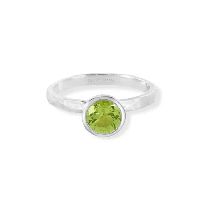 Dower & Hall 6mm Peridot Hammered Twinkle Ring In Green,silver