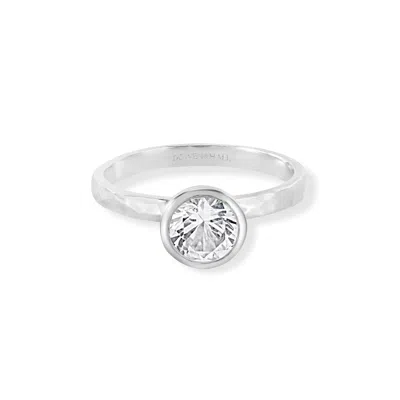 Dower & Hall 6mm White Topaz Hammered Twinkle Ring In Metallic