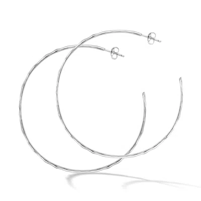 Dower & Hall 75mm Hammered Nomad Hoops In Silver