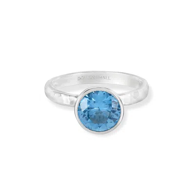 Dower & Hall 8mm Blue Topaz Hammered Twinkle Ring In Silver,blue