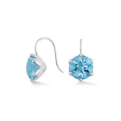 Dower & Hall 8mm Blue Topaz Quartz Lotus Earrings In Blue,silver