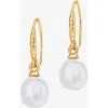 Dower & Hall 8mm Oval White Luna Pearl Drop Earrings In Gold