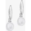 Dower & Hall 8mm Oval White Luna Pearl Drop Earrings In Silver