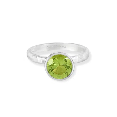 Dower & Hall 8mm Peridot Hammered Twinkle Ring In Green