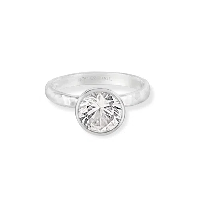Dower & Hall 8mm White Topaz Hammered Twinkle Ring In Silver