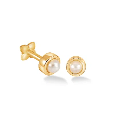 Dower & Hall 9k 3mm Freshwater Pearl Single Labret In Gold