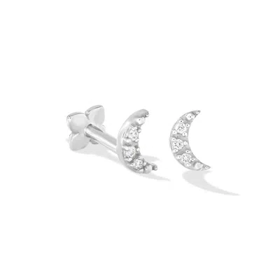 Dower & Hall 9k Diamond Crescent  Single Labret In Metallic