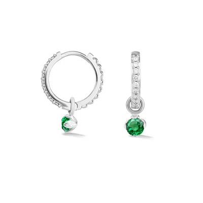 Dower & Hall 9k Diamond Hoops With Demantoid Lotus Drops In Red