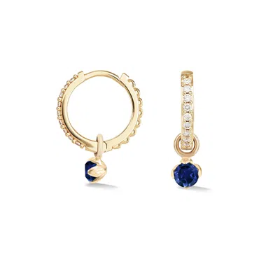 Dower & Hall 9k Diamond Hoops With Sapphire Lotus Drops In Pattern