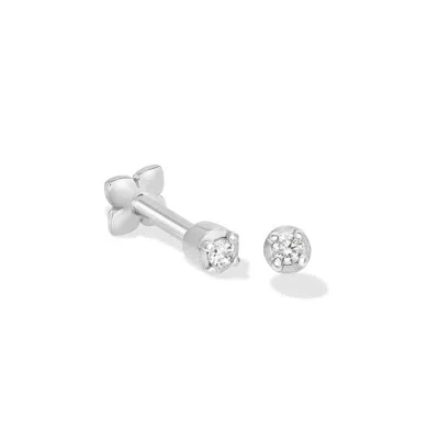 Dower & Hall 9k Diamond Solitaire Labret In Metallic