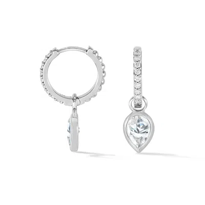 Dower & Hall 9k Diamond Stargazer Hoops With Diamond Tear Drops In Metallic