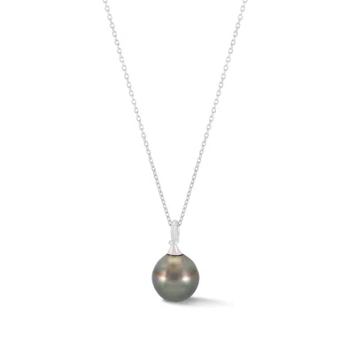 Dower & Hall 9k Gold & Tahitian Pearl Waterfall Pendant In Silver