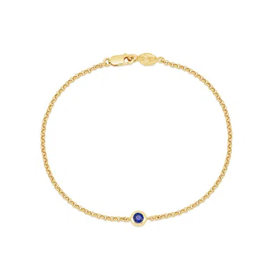 Dower & Hall 9k Round 3mm Sapphire Dewdrop Chain Bracelet In Gold